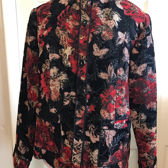 Cynthia Max Vibrant Floral Embroidered Blazer, Size Medium - Picture 2 of 12